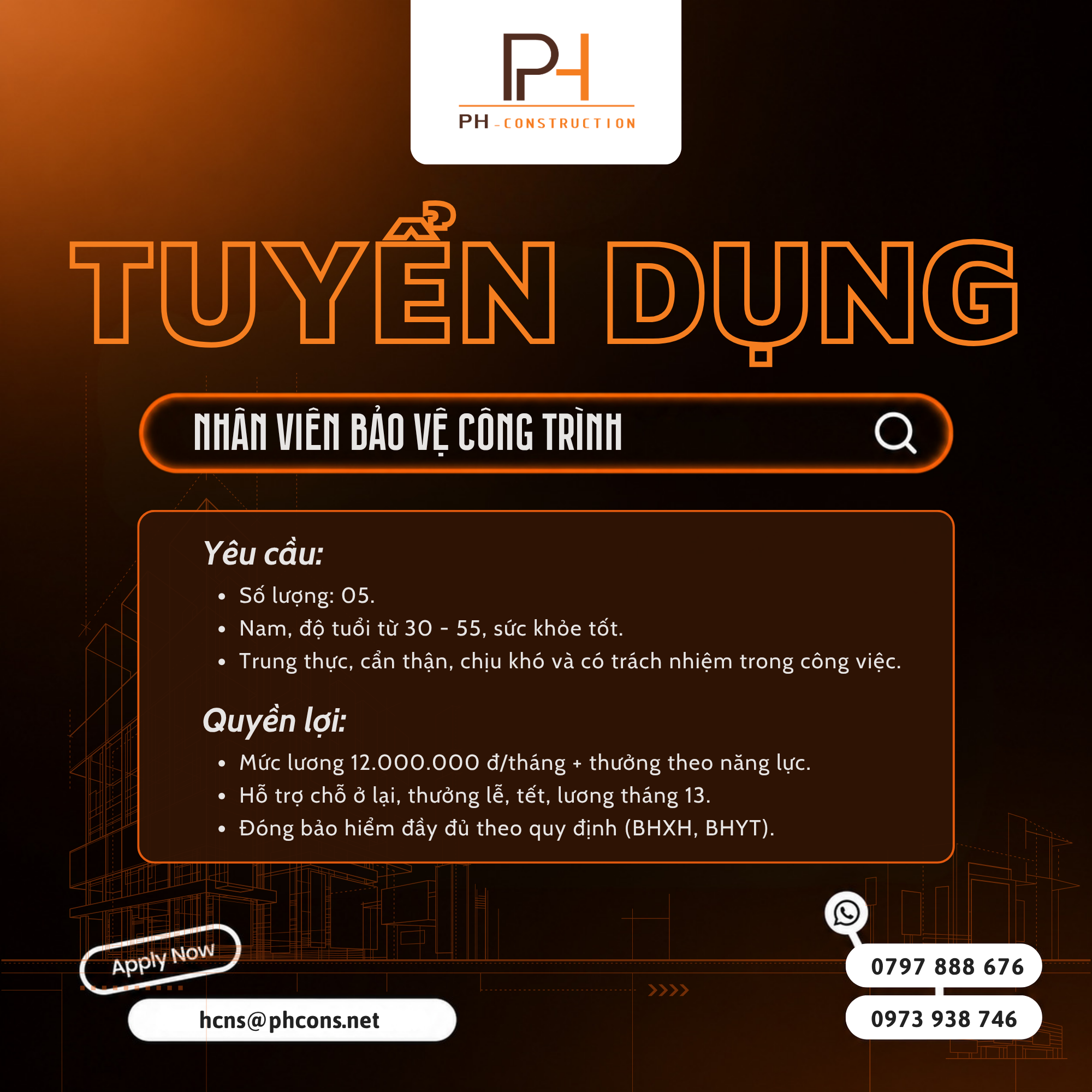 NHÂN VIÊN BẢO VỆ CÔNG TRÌNH